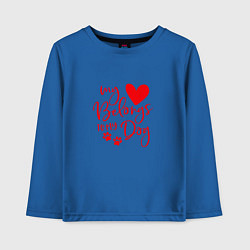 Лонгслив хлопковый детский День святого Валентина любовь для двоих сердец, цвет: синий