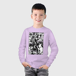 Лонгслив хлопковый детский ДЖотаро Куджо на панели манги, цвет: лаванда — фото 2