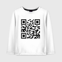 Лонгслив хлопковый детский Хочу в тайгу - QR code, цвет: белый