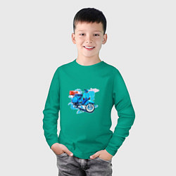 Лонгслив хлопковый детский Легендарная VESPA, цвет: зеленый — фото 2