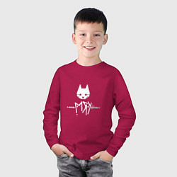 Лонгслив хлопковый детский Stray Game Meow Кот бродяга Мяу, цвет: маджента — фото 2