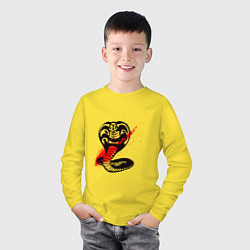 Лонгслив хлопковый детский Кобра кай Минимализм, цвет: желтый — фото 2
