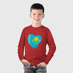 Лонгслив хлопковый детский Сердце - Казахстан, цвет: красный — фото 2