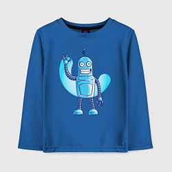 Лонгслив хлопковый детский Приветливый робот, цвет: синий