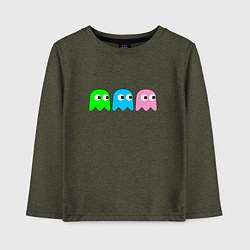 Лонгслив хлопковый детский Pac man - play Для двоих, цвет: меланж-хаки