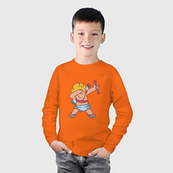 Лонгслив хлопковый детский Купидон танцует, цвет: оранжевый — фото 2