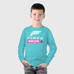 Лонгслив хлопковый детский Forza Horizon 6 logo, цвет: бирюзовый — фото 2