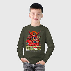 Лонгслив хлопковый детский Легенды Манчестера Manchester United Legends, цвет: меланж-хаки — фото 2