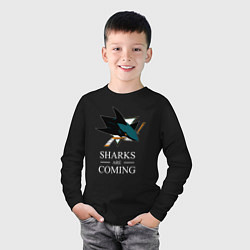 Лонгслив хлопковый детский Sharks are coming, Сан-Хосе Шаркс San Jose Sharks, цвет: черный — фото 2