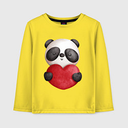 Лонгслив хлопковый детский Панда с сердечком 14 февраля, цвет: желтый