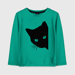 Лонгслив хлопковый детский Всё тот же чёрный котяра!, цвет: зеленый