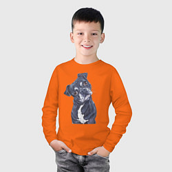 Лонгслив хлопковый детский Прикольный бульдожка, цвет: оранжевый — фото 2