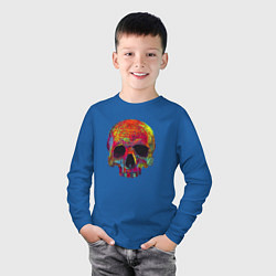 Лонгслив хлопковый детский Cool color skull, цвет: синий — фото 2