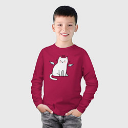 Лонгслив хлопковый детский КОТИК АНГЕЛ CAT ANGEL, цвет: маджента — фото 2
