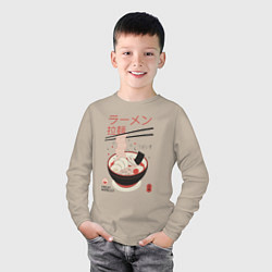 Лонгслив хлопковый детский Японский стиль рамен, цвет: миндальный — фото 2