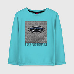 Лонгслив хлопковый детский Ford Performance, цвет: бирюзовый