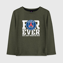 Лонгслив хлопковый детский PSG FOREVER NOT JUST WHEN WE WIN ПСЖ, цвет: меланж-хаки