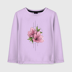 Лонгслив хлопковый детский Акварельный розовой цветок, цвет: лаванда