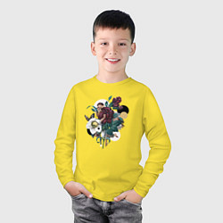 Лонгслив хлопковый детский Antique flowers, цвет: желтый — фото 2
