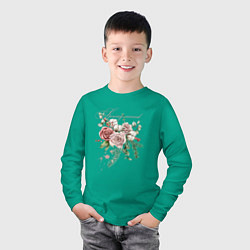 Лонгслив хлопковый детский Spring mood Flower, цвет: зеленый — фото 2