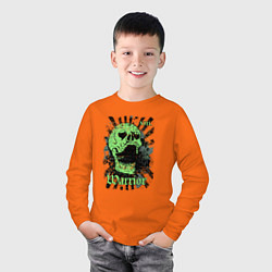 Лонгслив хлопковый детский Череп воин, цвет: оранжевый — фото 2