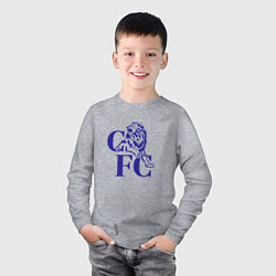 Лонгслив хлопковый детский Chelsea Челси Ретро логотип, цвет: меланж — фото 2