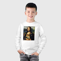Лонгслив хлопковый детский Shiba Inu Mona Lisa, цвет: белый — фото 2