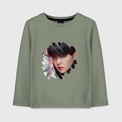 Лонгслив хлопковый детский Agust D SUGA BTS, цвет: авокадо