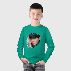 Лонгслив хлопковый детский Agust D SUGA BTS, цвет: зеленый — фото 2