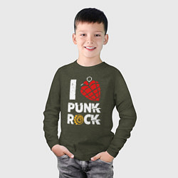 Лонгслив хлопковый детский I LOVE PUNK ROCK, цвет: меланж-хаки — фото 2