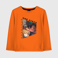 Лонгслив хлопковый детский Ван-Пис, Луффи, Зоро Ророноа, Санджи Винсмок, цвет: оранжевый
