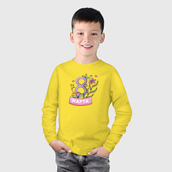 Лонгслив хлопковый детский Весенний праздник 8 марта, цвет: желтый — фото 2