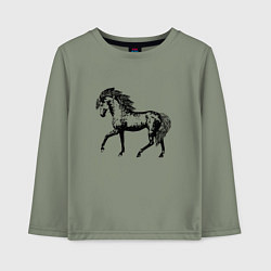 Лонгслив хлопковый детский Мустанг Лошадь, цвет: авокадо