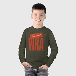 Лонгслив хлопковый детский Unreal Vika, цвет: меланж-хаки — фото 2