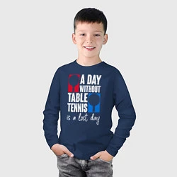 Лонгслив хлопковый детский День без настольного тенниса - потерянный день, цвет: тёмно-синий — фото 2