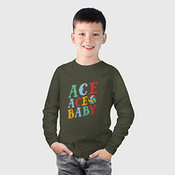 Лонгслив хлопковый детский Ace Ace Baby, цвет: меланж-хаки — фото 2