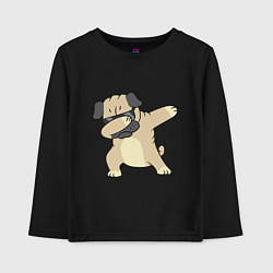 Лонгслив хлопковый детский Дэббинг мопс в чёрных очках - Dabbing dog, цвет: черный