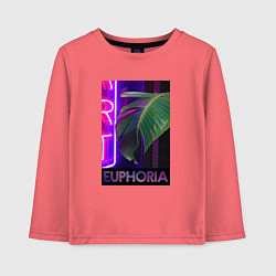 Лонгслив хлопковый детский Эйфория - Растение в неоне, цвет: коралловый