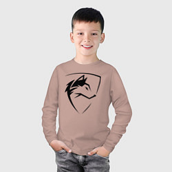 Лонгслив хлопковый детский Wolf Emblem Jaw, цвет: пыльно-розовый — фото 2