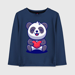 Лонгслив хлопковый детский Панда с сердцем!, цвет: тёмно-синий