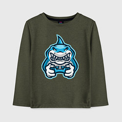Лонгслив хлопковый детский Shark player, цвет: меланж-хаки