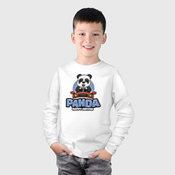 Лонгслив хлопковый детский Panda Happy driver, цвет: белый — фото 2