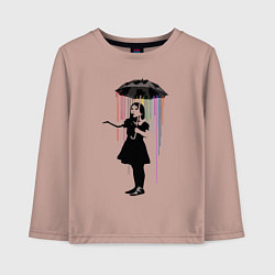 Лонгслив хлопковый детский BANKSY БЭНКСИ девушка под зонтом, цвет: пыльно-розовый