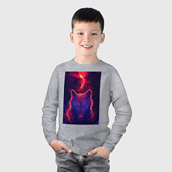 Лонгслив хлопковый детский Огненная морда, цвет: меланж — фото 2