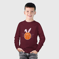 Лонгслив хлопковый детский Basketball Bunny, цвет: меланж-бордовый — фото 2