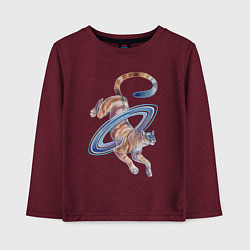 Лонгслив хлопковый детский Сатурн пума, цвет: меланж-бордовый