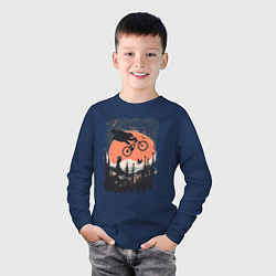 Лонгслив хлопковый детский Лунный Медведь Райдер, цвет: тёмно-синий — фото 2