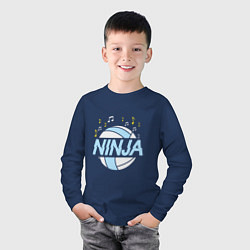 Лонгслив хлопковый детский Volleyball Ninja, цвет: тёмно-синий — фото 2