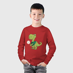 Лонгслив хлопковый детский Volleyball Dinosaur, цвет: красный — фото 2