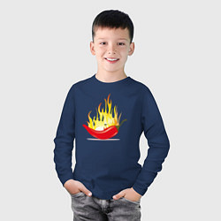 Лонгслив хлопковый детский Перец в огне, цвет: тёмно-синий — фото 2